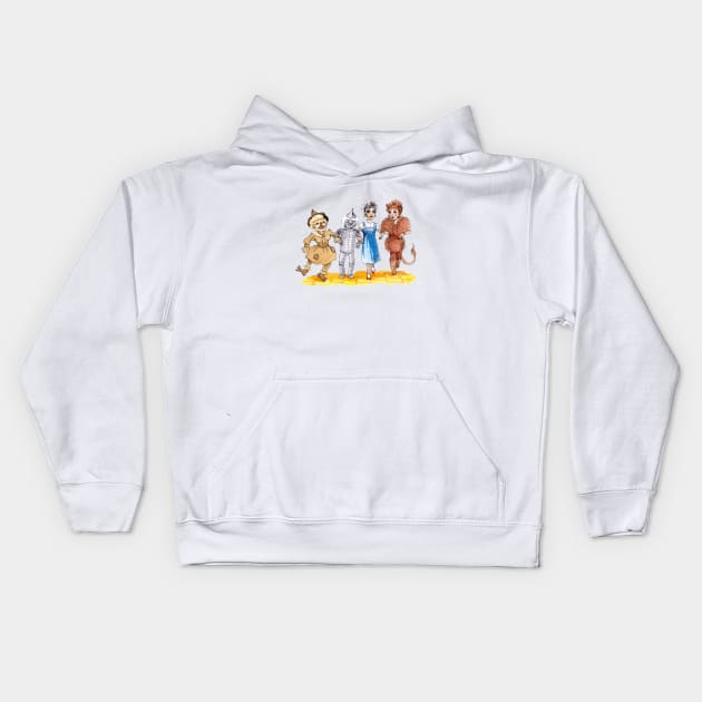 Follow the Golden Brick Road Kids Hoodie by endrene